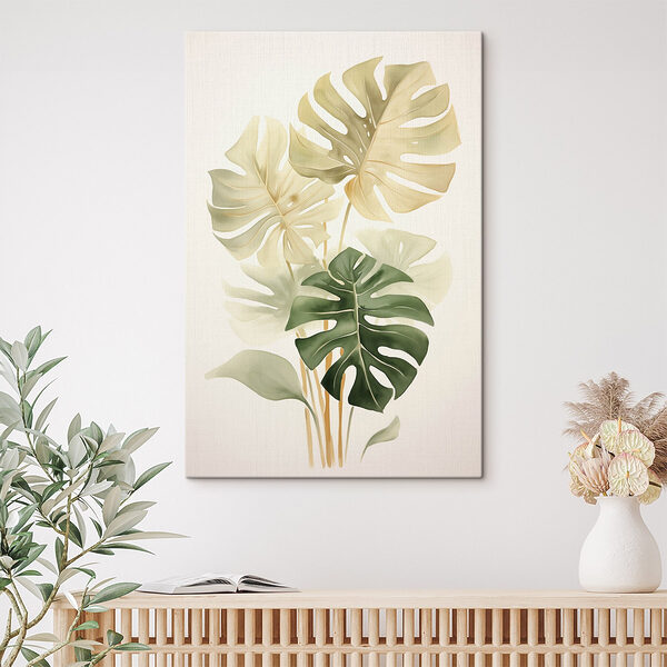 Groep bladeren op een witte achtergrond Canvas Schilderijen Groep bladeren op een witte achtergrond