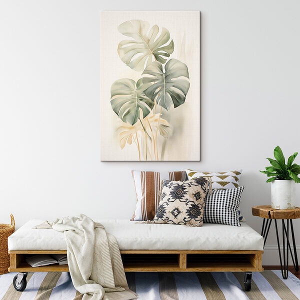 Schilderij van bladeren op een witte achtergrond Canvas Schilderijen Schilderij van bladeren op een witte achtergrond