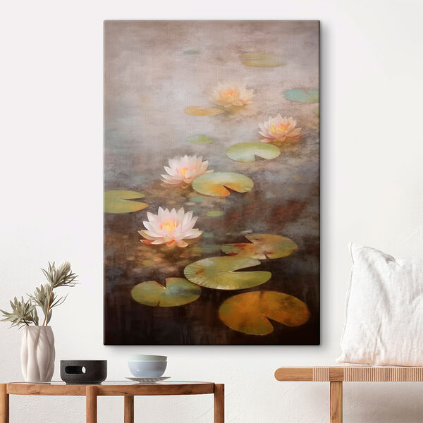 Waterleliebloemen en lelieblad Canvas Schilderijen Waterleliebloemen en lelieblad