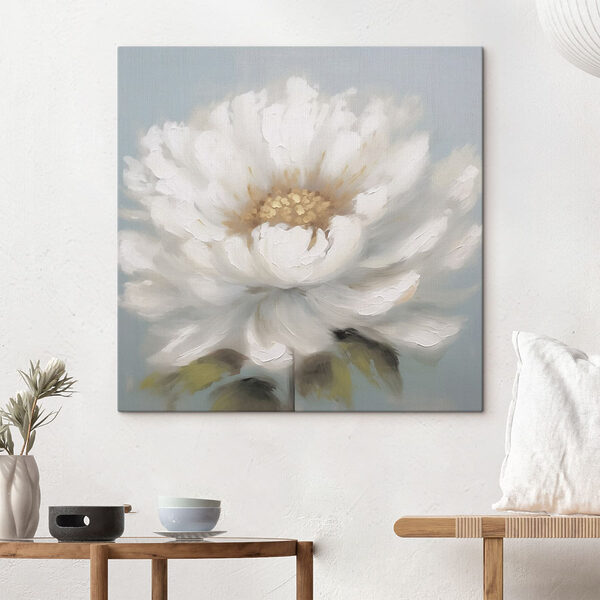 Witte bloem met geel hart Canvas Schilderijen Witte bloem met geel hart