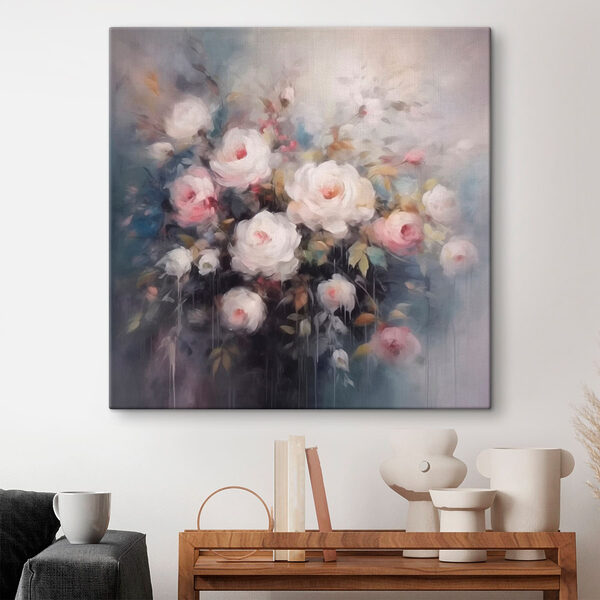 Schilderij van bloemen in een vaas Canvas Schilderijen Schilderij van bloemen in een vaas