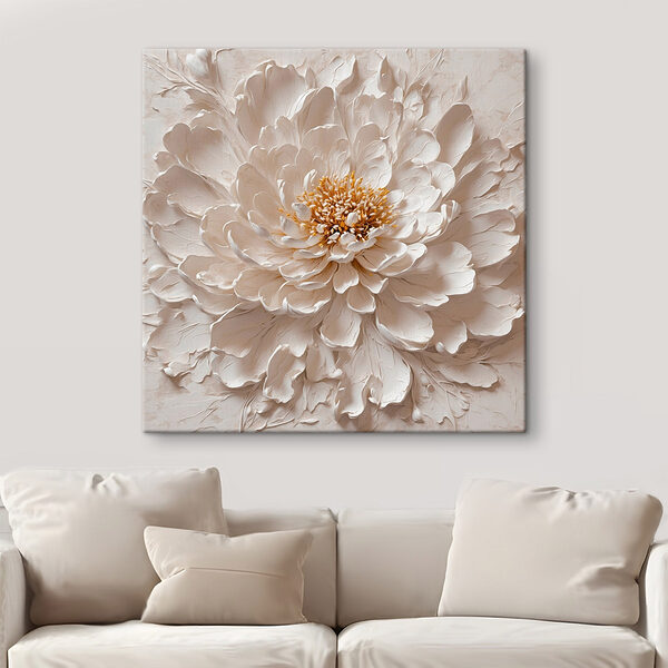 Prachtige bloemenkunst in wit Canvas Schilderijen Prachtige bloemenkunst in wit
