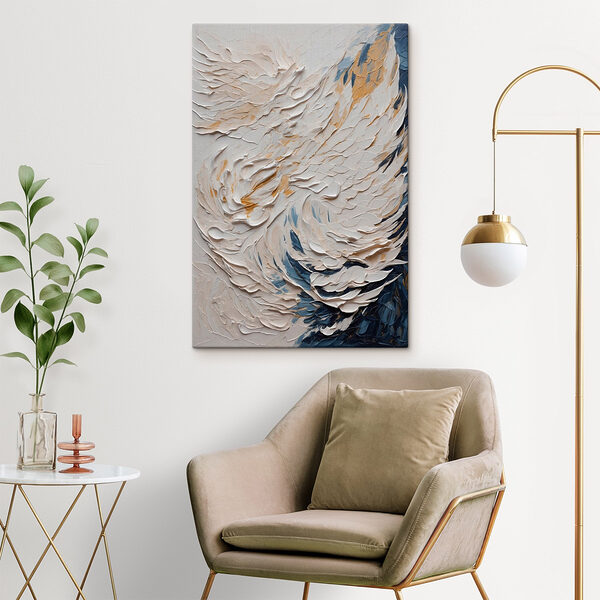 Wit en blauw schilderij Canvas Schilderijen Wit en blauw schilderij