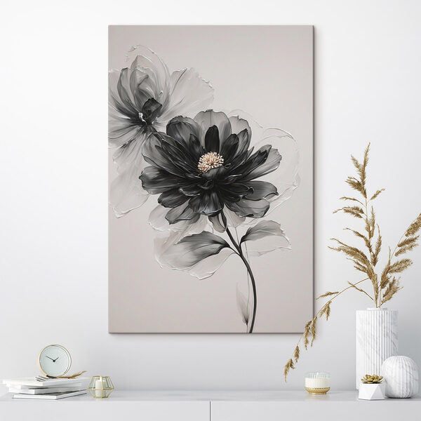 Zwart-witte bloem Canvas Schilderijen Zwart-witte bloem