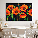 Canvas Schilderijen Groep oranje bloemen