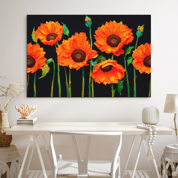 Groep oranje bloemen Canvas Schilderijen Groep oranje bloemen