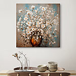 Canvas Schilderijen Vaas met witte bloemen