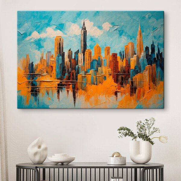 Schilderij van een stad Canvas Schilderijen Schilderij van een stad