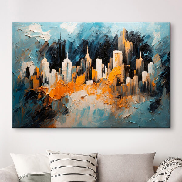 Schilderij van een stad Canvas Schilderijen Schilderij van een stad