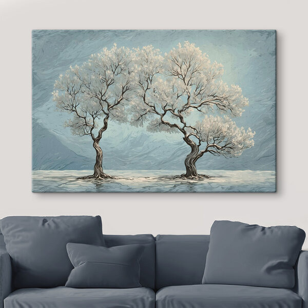 Canvas Schilderijen Twee bomen in het water