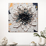 Canvas Schilderijen Wit met zwarte bloem