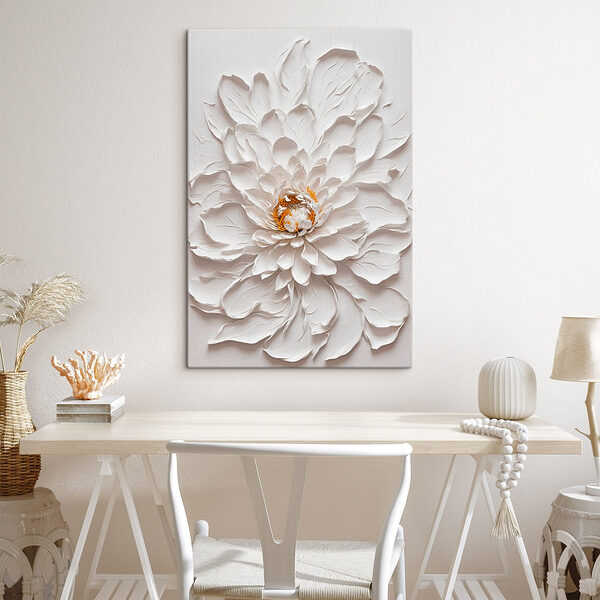 Witte bloem met geel hart Canvas Schilderijen Witte bloem met geel hart