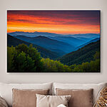 Canvas Schilderijen Landschap van bergen en bomen