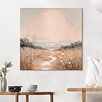 Canvas Schilderijen Schilderij van een rivier door een veld