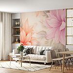 Fotobehang Delicate bloemen in zachte pasteltinten