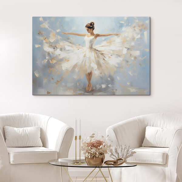 Schilderij van een vrouw in een witte jurk Canvas Schilderijen Schilderij van een vrouw in een witte jurk