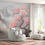 Fotobehang Boom met roze bloemen