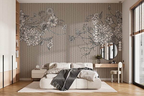 Florale elegantie in harmonieus ontwerp Fotobehang Florale elegantie in harmonieus ontwerp