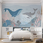 Fotobehang Walvis en walvis onder water