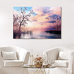Canvas Schilderijen Boom naast water