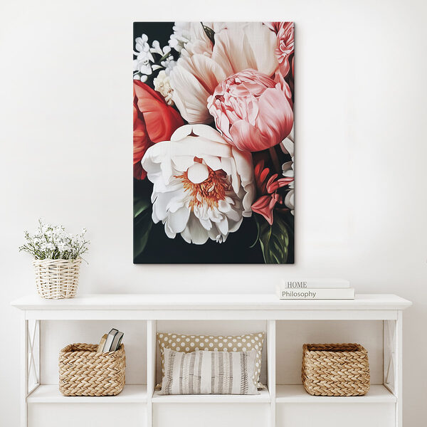 Levendig boeket van bloeiende bloemen Canvas Schilderijen Levendig boeket van bloeiende bloemen
