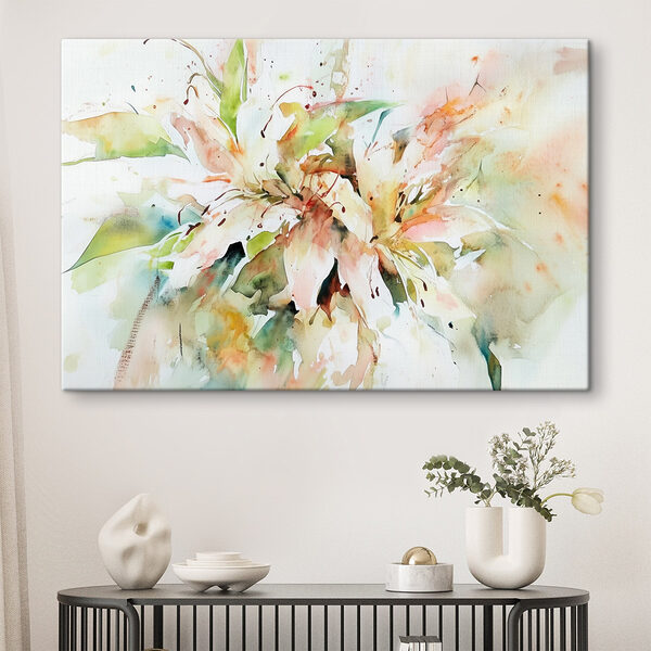 Schilderij van bloemen op een wit oppervlak Canvas Schilderijen Schilderij van bloemen op een wit oppervlak