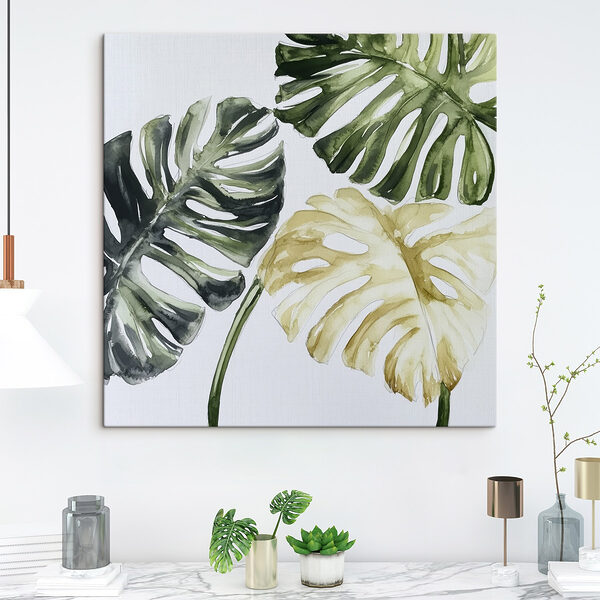 Groep bladeren op een witte achtergrond Canvas Schilderijen Groep bladeren op een witte achtergrond