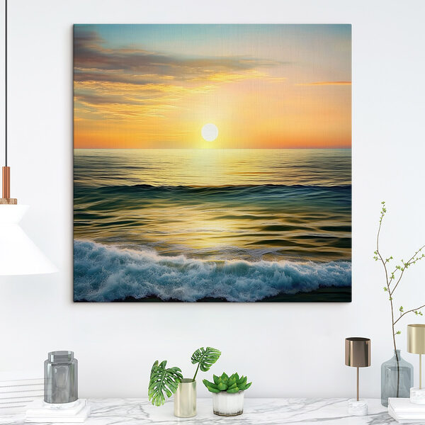 Zonsondergang boven water Canvas Schilderijen Zonsondergang boven water