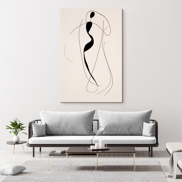 Zwart-wit tekening van een vrouw Canvas Schilderijen Zwart-wit tekening van een vrouw