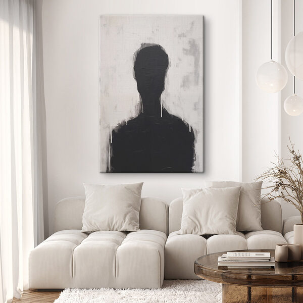 Zwart-wit schilderij van een persoon’s hoofd Canvas Schilderijen Zwart-wit schilderij van een persoon’s hoofd