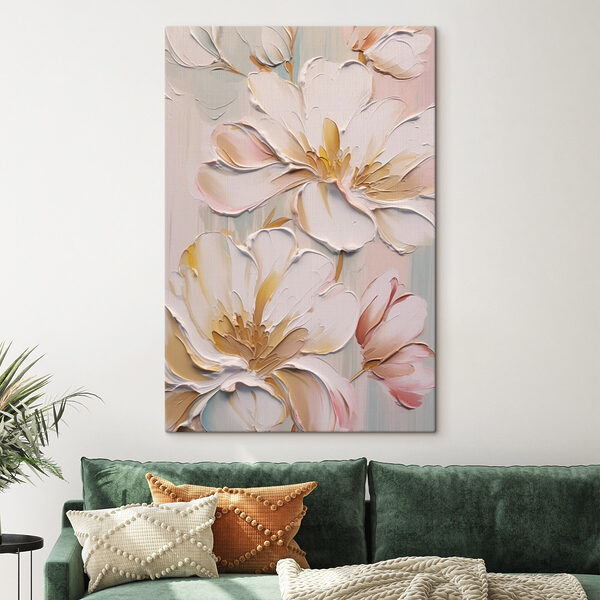 Schilderij van bloemen op een muur Canvas Schilderijen Schilderij van bloemen op een muur