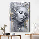 Canvas Schilderijen Vrouw met lang haar en vloeiend haar