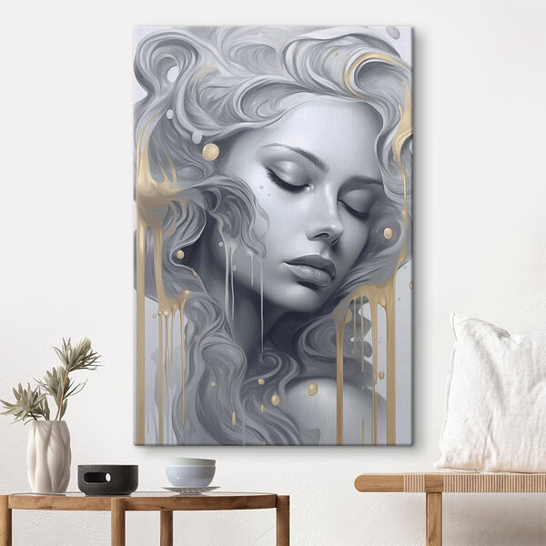 Vrouw met lang haar en vloeiend haar Canvas Schilderijen Vrouw met lang haar en vloeiend haar