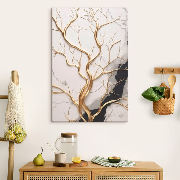 Artistieke takken op een gemarmerde achtergrond Canvas Schilderijen Artistieke takken op een gemarmerde achtergrond