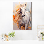 Canvas Schilderijen Schilderij van een wit paard