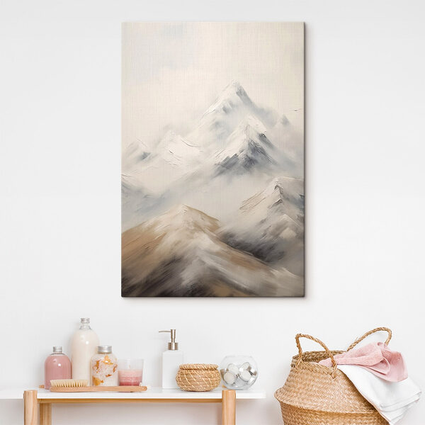 Schilderij van bergen met sneeuw Canvas Schilderijen Schilderij van bergen met sneeuw