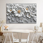 Canvas Schilderijen Witte bloemen en bladeren