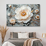 Canvas Schilderijen Witte bloem met geel hart
