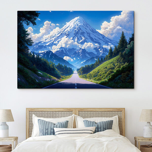 Weg naar een berg Canvas Schilderijen Weg naar een berg
