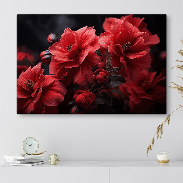 Groep rode bloemen Canvas Schilderijen Groep rode bloemen