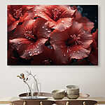 Canvas Schilderijen Groep rode bloemen