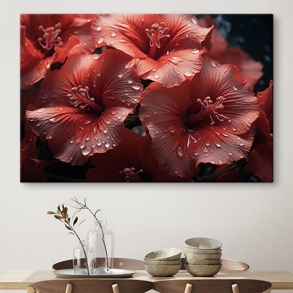 Groep rode bloemen Canvas Schilderijen Groep rode bloemen