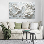 Canvas Schilderijen Witte vogel en bloem