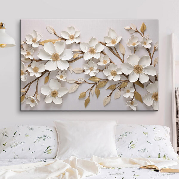 Elegant wanddecor met bloemen Canvas Schilderijen Elegant wanddecor met bloemen