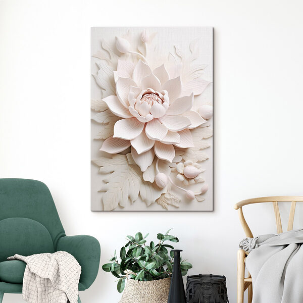 Witte bloem met bladeren Canvas Schilderijen Witte bloem met bladeren