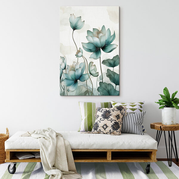 Elegante bloemen in rustige tinten Canvas Schilderijen Elegante bloemen in rustige tinten
