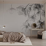 Fotobehang Delicate bloemen in monochrome tinten