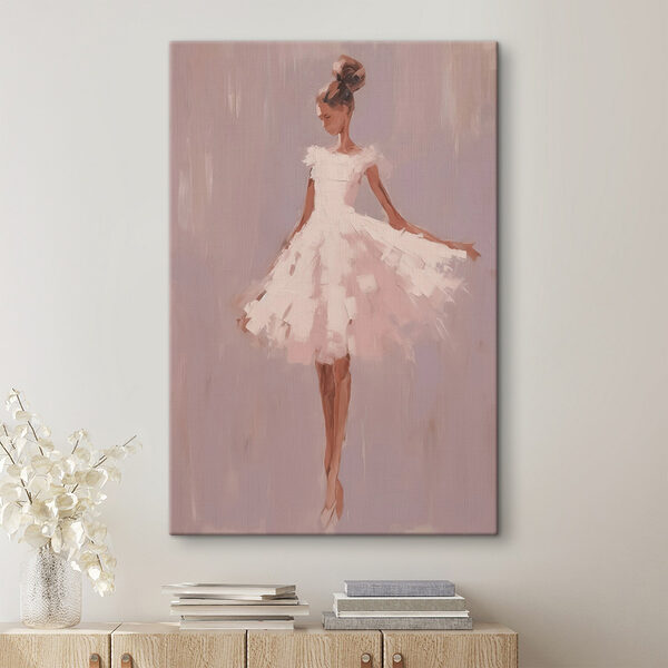 Schilderij van een vrouw in een witte jurk Canvas Schilderijen Schilderij van een vrouw in een witte jurk