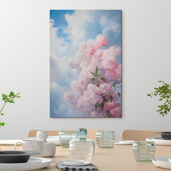 Schilderij van een boom met roze bloemen Canvas Schilderijen Schilderij van een boom met roze bloemen