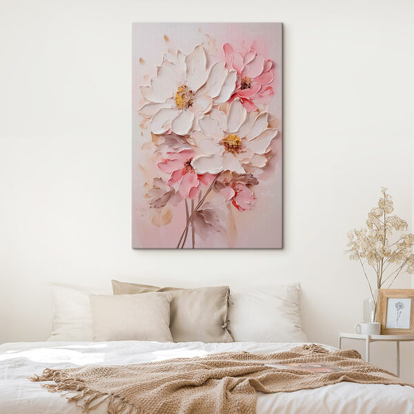 Schilderij van bloemen op een muur Canvas Schilderijen Schilderij van bloemen op een muur